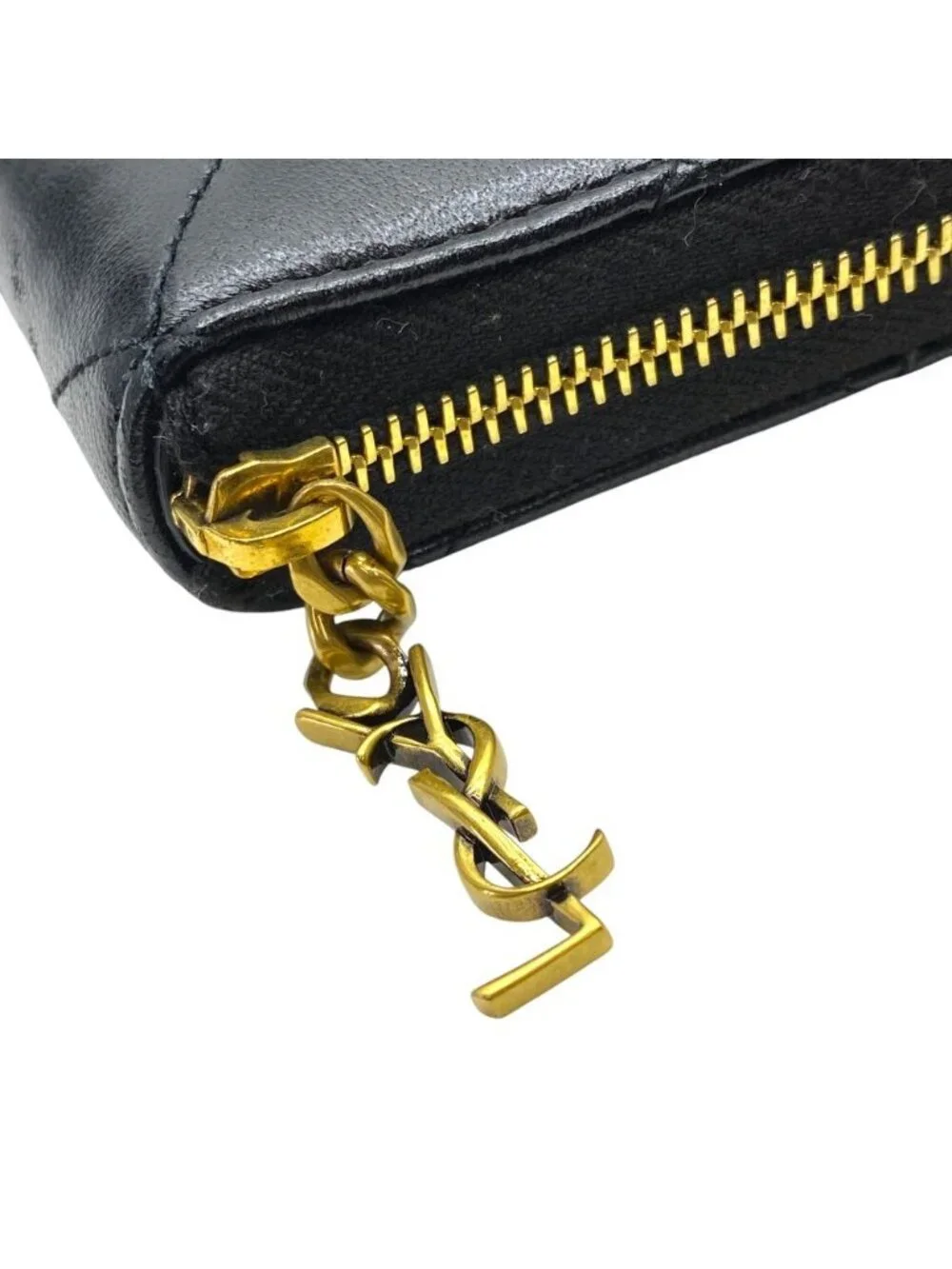Saint Laurent Pegaso Twofold Wallet Folding YSL Logo Leather Black Compact